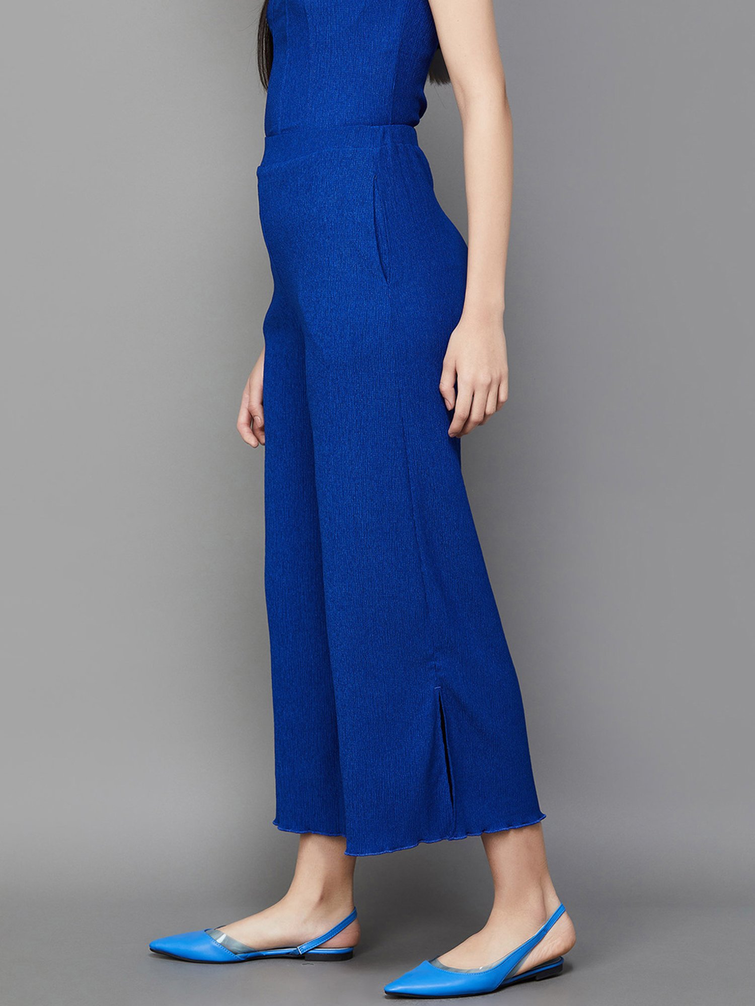 Ginger by Lifestyle Royal Blue Mid Rise Flared Pants