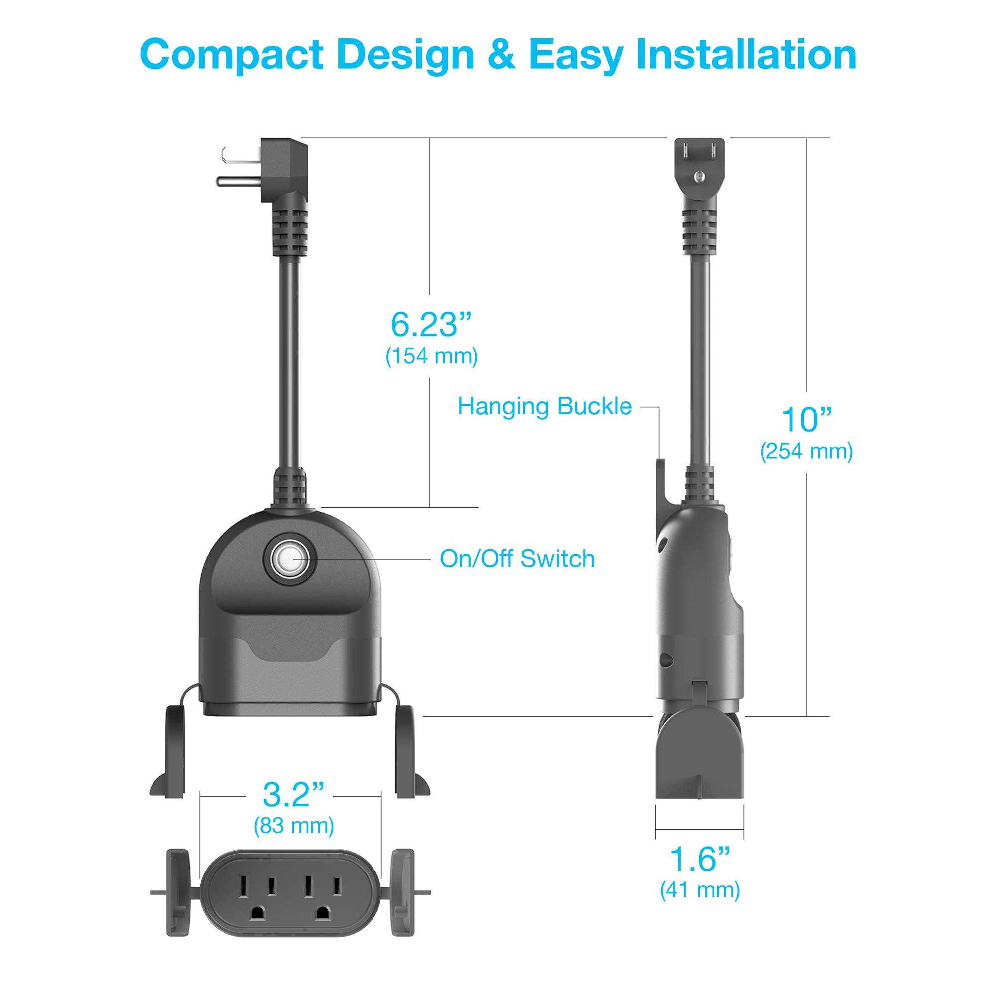 Geeni Outdoor Smart Plug, Weatherproof WiFi Outdoor Smart Outlet with 2 Sockets - No Hub Required, Outdoor Smart Plugs Works with Alexa Google Cortana Wireless Remote Control Timer by Smartphone APP
