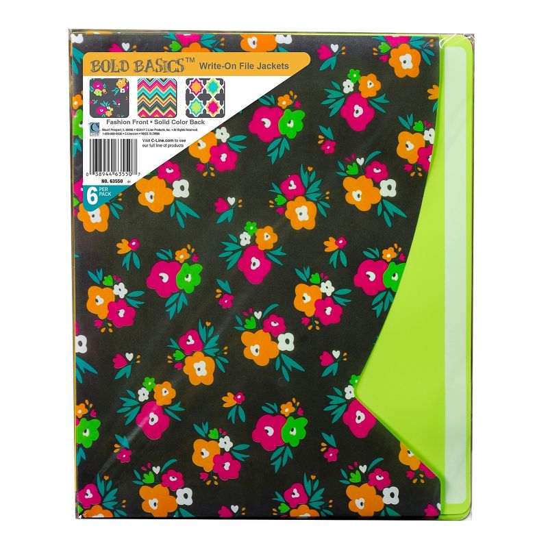 C-Line Write-On Fashion Poly File Jackets Letter Polypropylene Assorted Bold 6/PK 63550