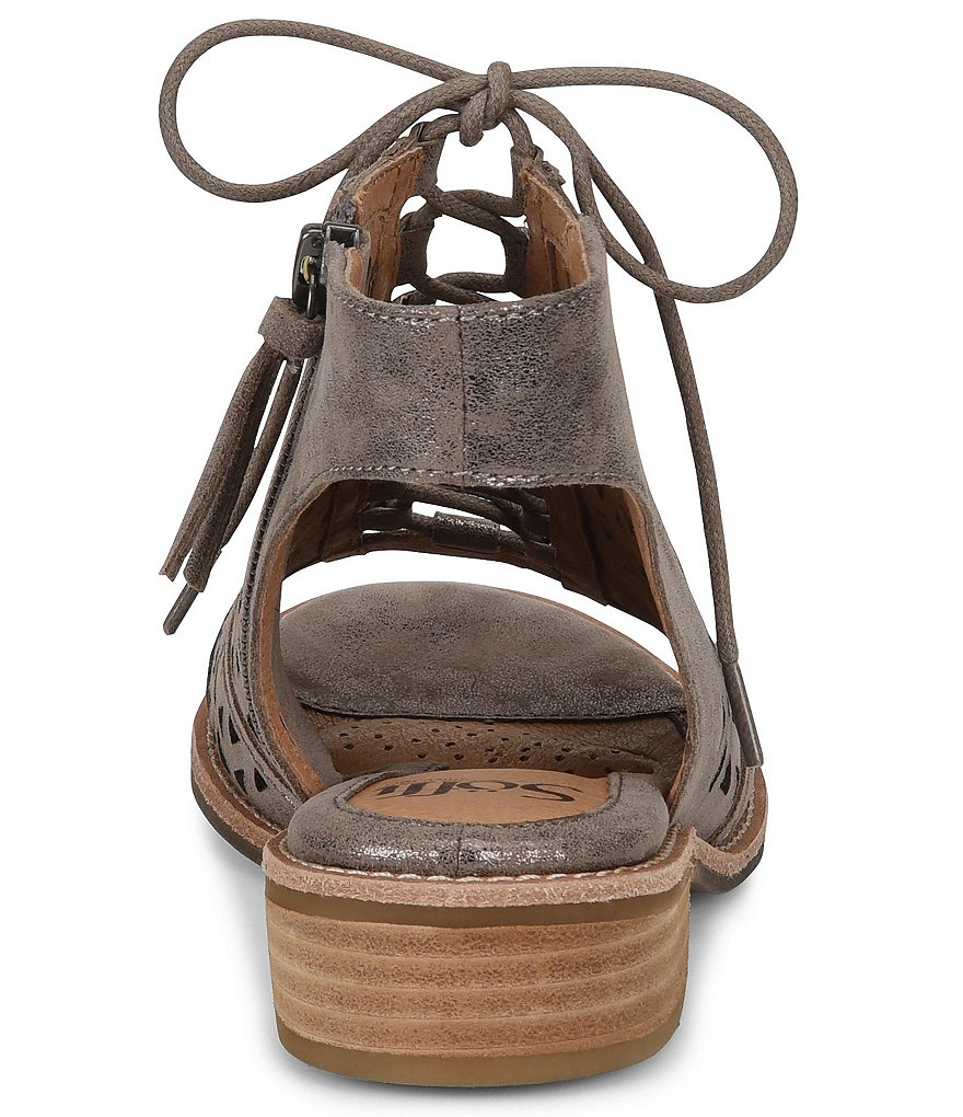 Sofft Nora Metallic Suede Ghillie Block Heel Sandals