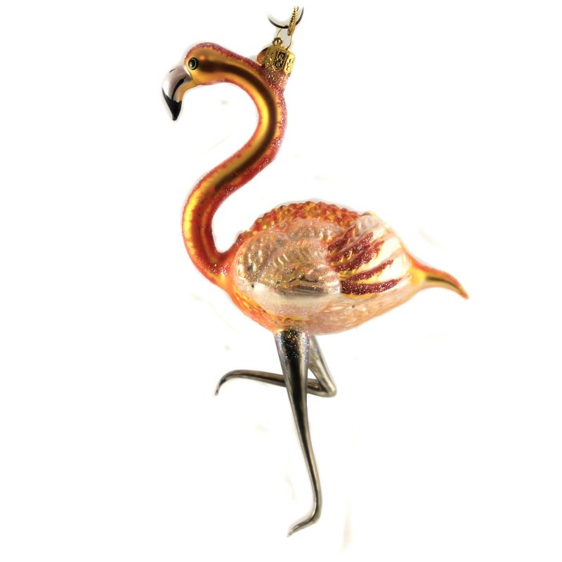 Morawski 7.25" Orange & Pink Glittered Flamngo Ornament Florida Bird  -  Tree Ornaments