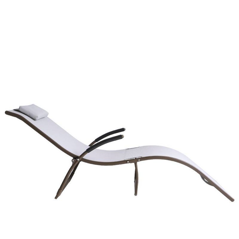 2pc Outdoor Portable Reclining Chaise Lounge Chairs - Light Gray - Crestlive Products