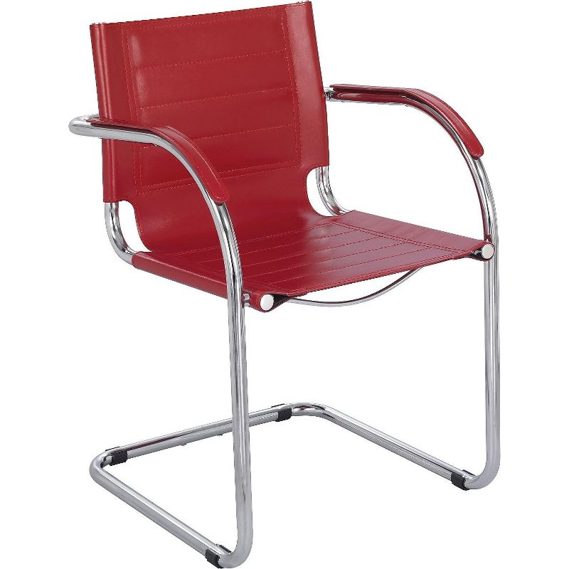 Safco Flaunt Series Guest Chair Red Leather/Chrome 3457RD