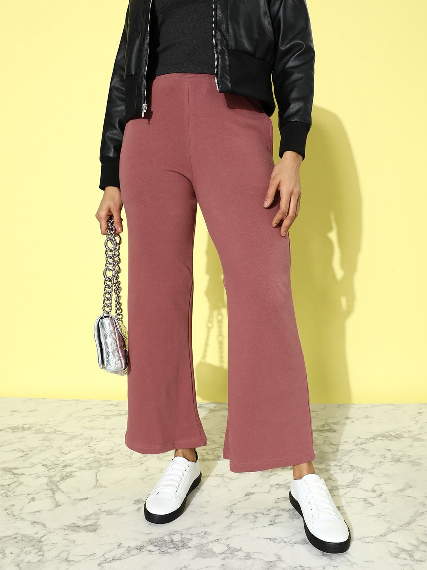 Dillinger Pink Fleece Regular Fit High Rise Trackpants