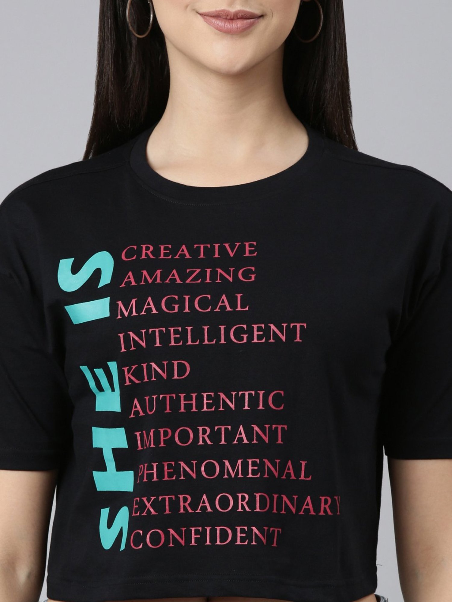 Kryptic Pure Cotton Printed Drop Shoulder Oversized Crop T-Shirt