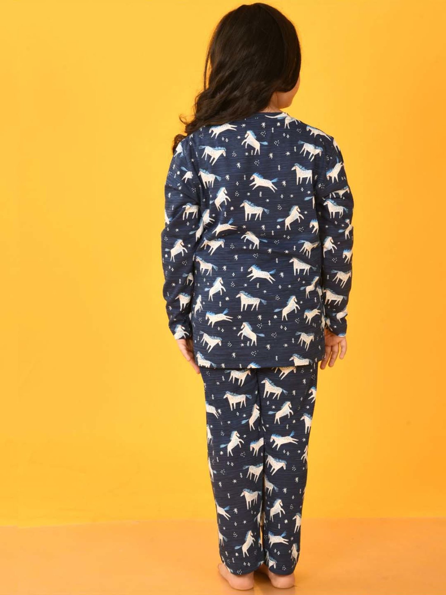 Anthrilo Kids Blue Cotton Printed Full Sleeves T-Shirt & Trouser