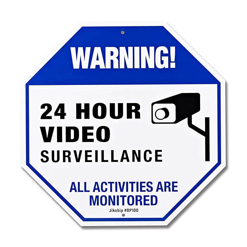 Surveillance Signs Outdoor for Private Property Yard Home Security System &ndash; 11.8&rdquo; x11.8" 40Mil Rust Free Aluminum 24 hour Warning Metal Surveillance Camera Sign - 2 Pack