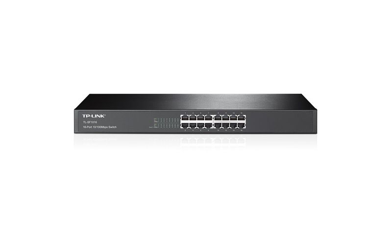 TP-LINK TL-SF1016 16-Port 10/100Mbps Switch, 19-inch, Rackmount, 3.2Gbps Capacity - 16 Ports - 16 x RJ-45 - 10/100Base-TX - Rack-mountable, Desktop"