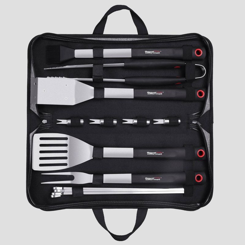 Royal Gourmet 14pc Stainless Steel Grill Accessories Set and Barbecue Tool Kit Gray