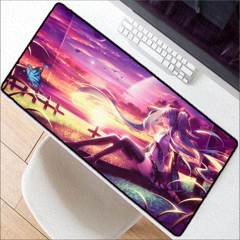 Hatsune miku butterflies Large Gaming Mouse Pad Lockedge Mouse Mat Keyboard Mat Table Mat Desk Mat For Notebook Gamer