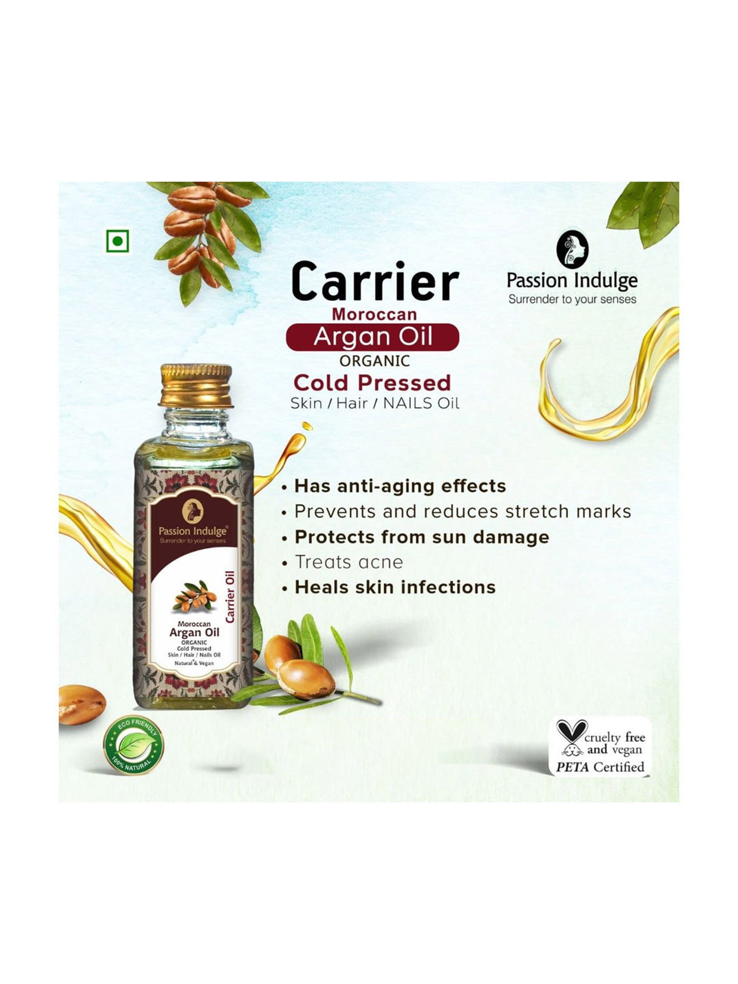 Passion Indulge Natural Moroccan Argan Carrier Oil - 60 ml