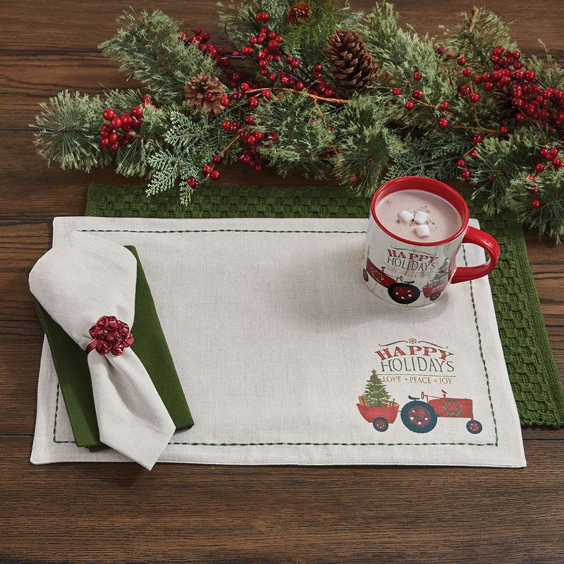 Park Designs Over The River Tractor Placemat Set - Off-White
