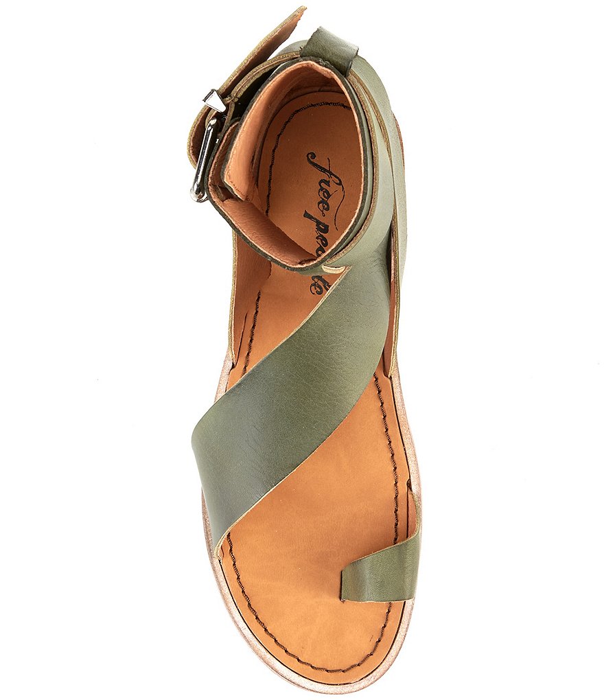 Free People Vale Leather Asymmetrical Toe Loop Ankle Strap Sandals