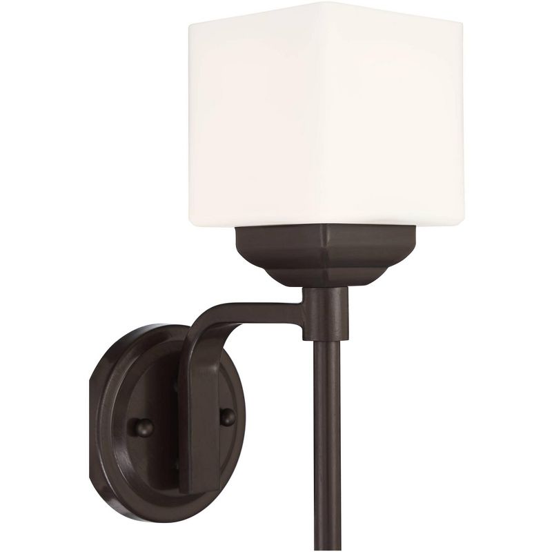 John Timberland Denna 18" High Black Finish White Glass Wall Sconce