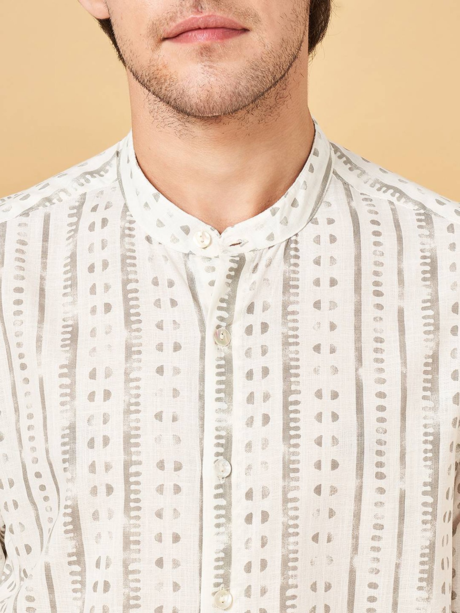 Indus Route by Pantaloons Steeple Gray Cotton Regular Fit Printed Shirt