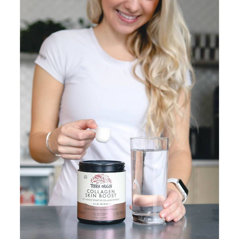 Terra Origin Collagen Skin Boost Powder W/ Verisol Bioactive Collagen Peptides Acai Berry - 6.35oz