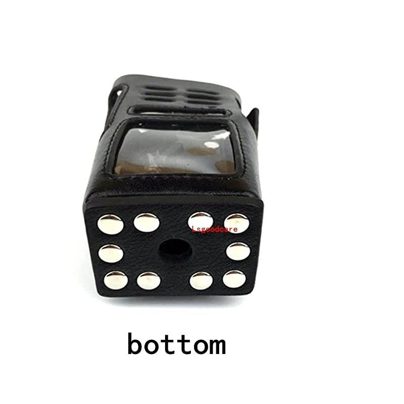 Black Hard Leather Carrying Holder Holster Case with Adjustable Shoulder Strap Compatible for Motorola CB Ham 2 Way Radio GP338 GP339 PRO7450 PRO7350 HT1250 GP328 GP340 Walkie Talkie by