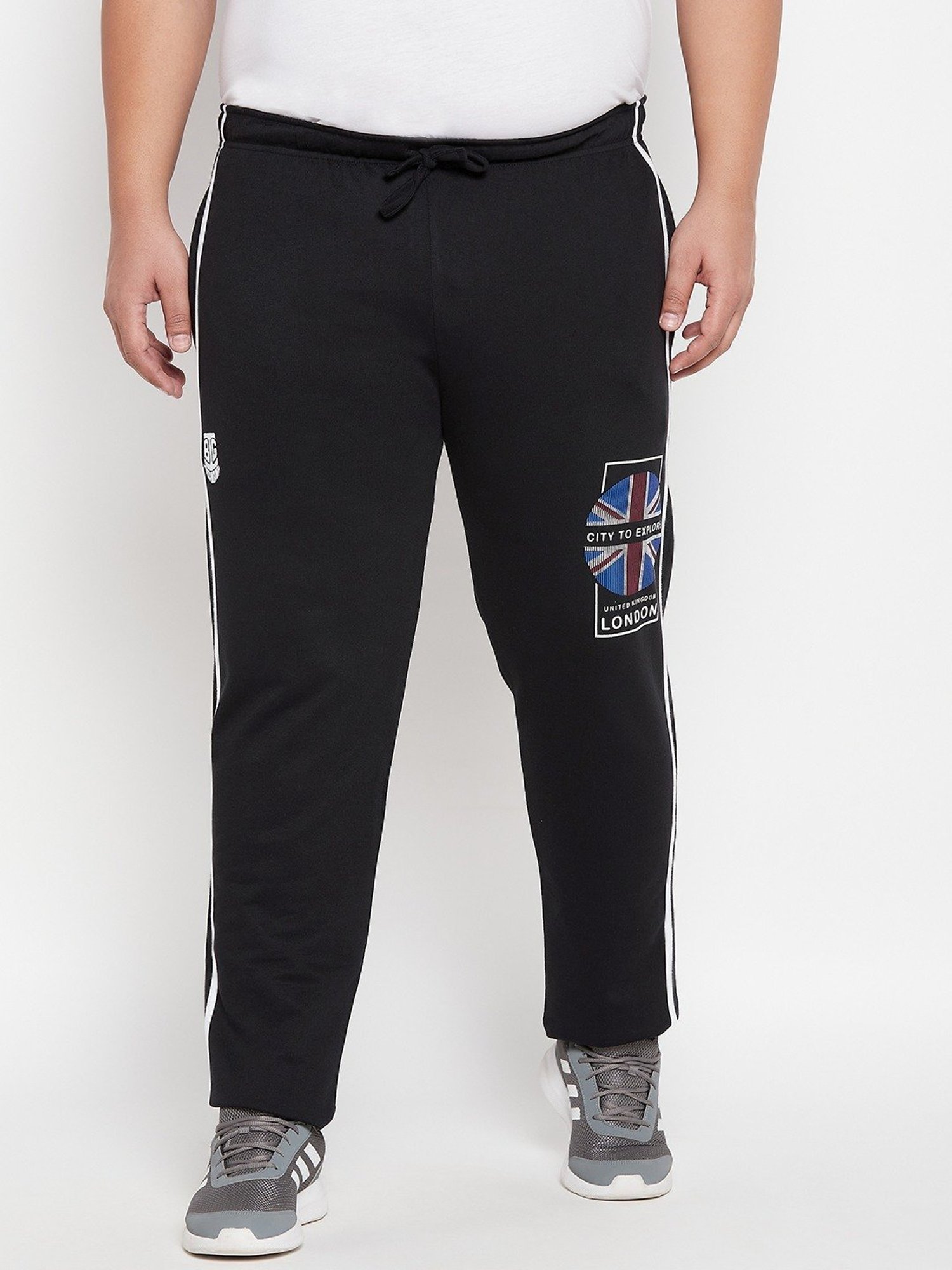 Bigbanana Z Black Cotton Regular Fit Printed Trackpants