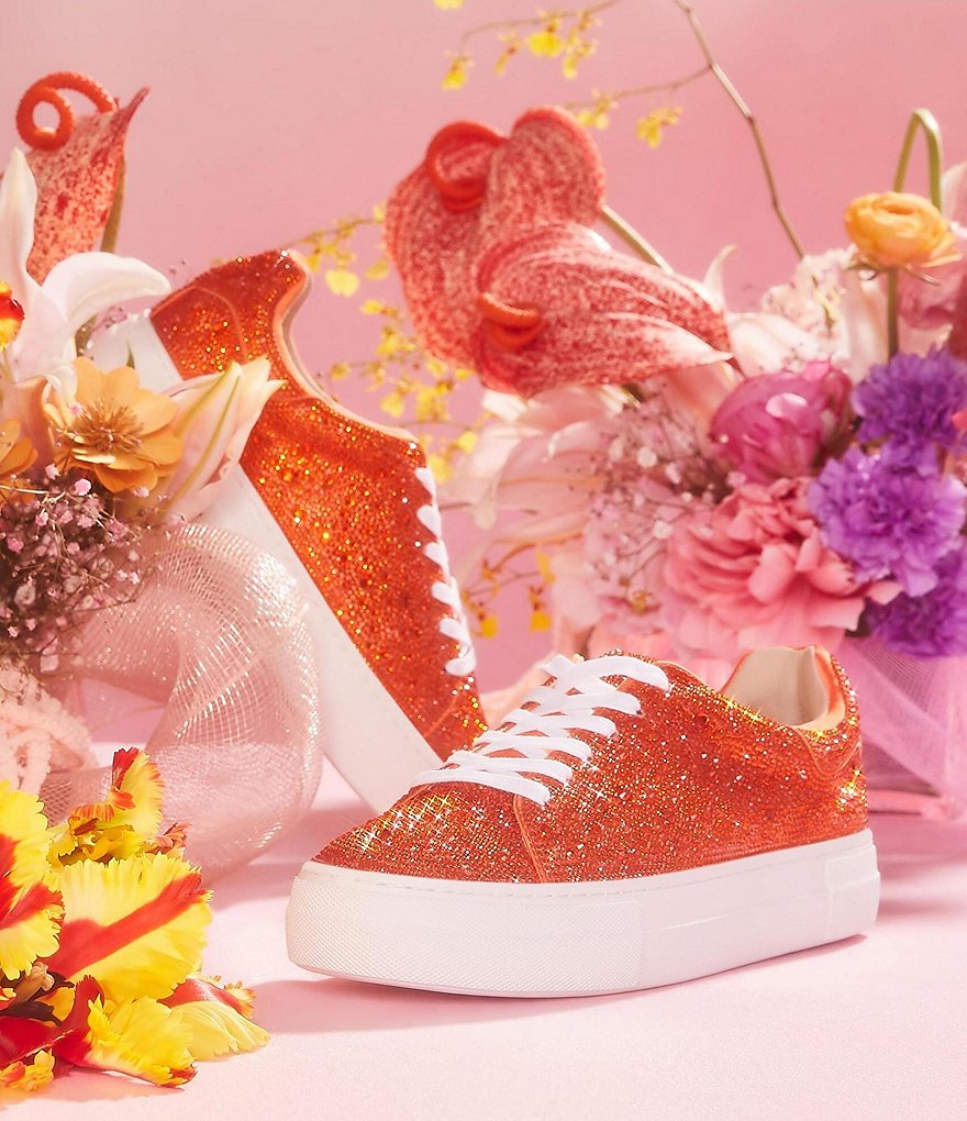 Blue by Betsey Johnson Sidny Rhinestone Embellished Platform Lace-Up Sneakers