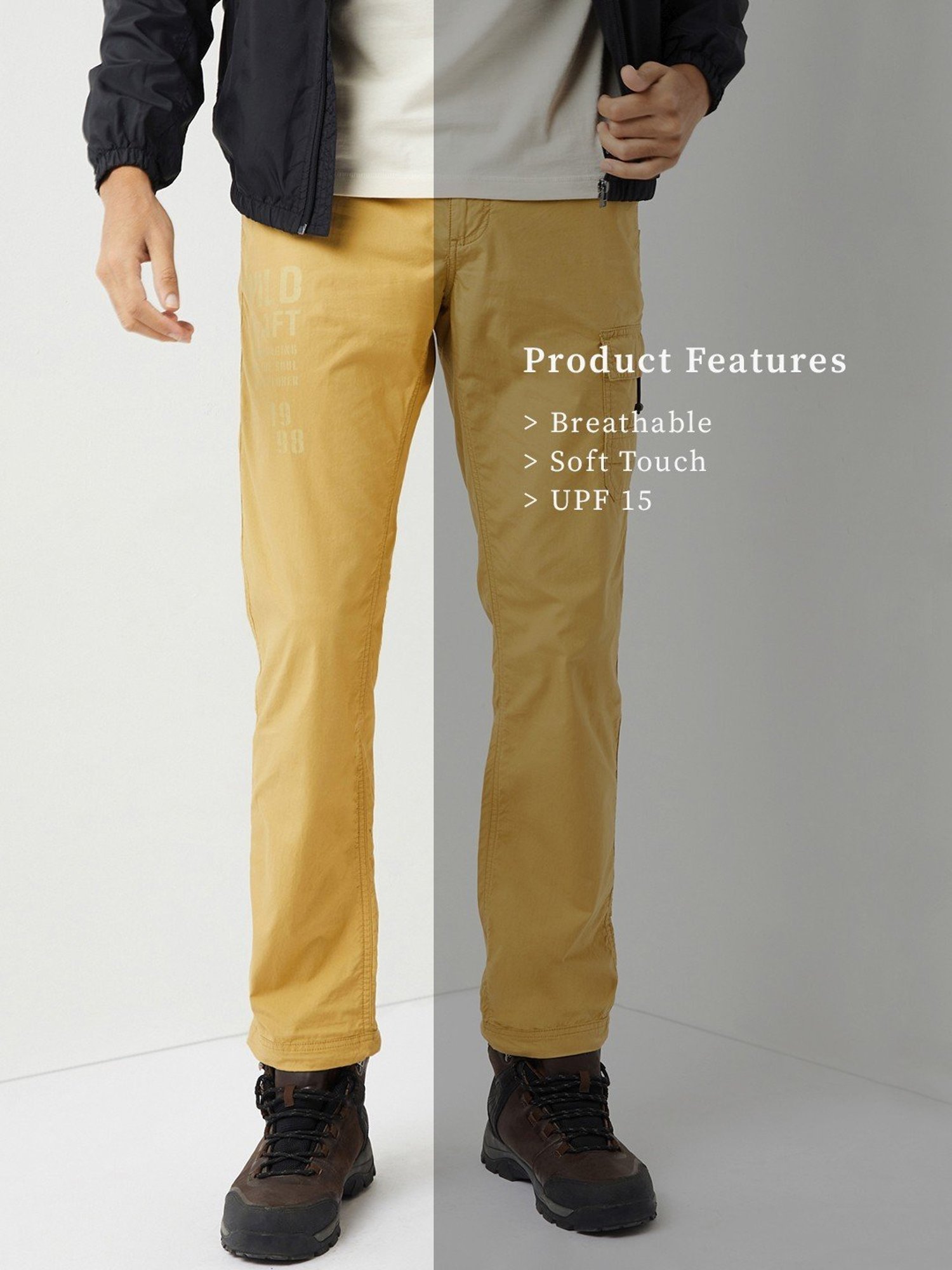 Wildcraft Khaki Cotton Regular Fit Trackpants
