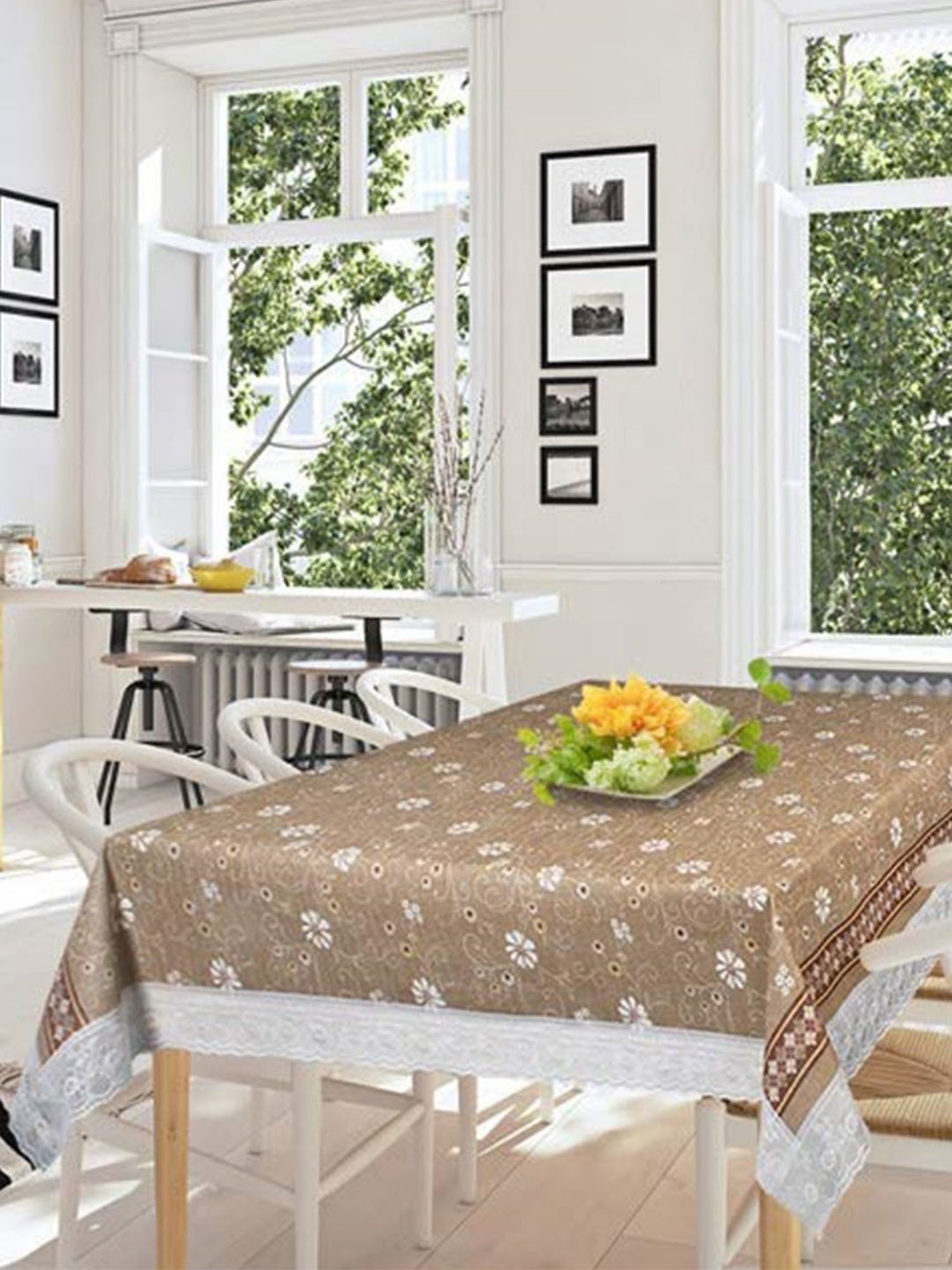 Freelance Floral Brown PVC Set of 1 Table Cloth