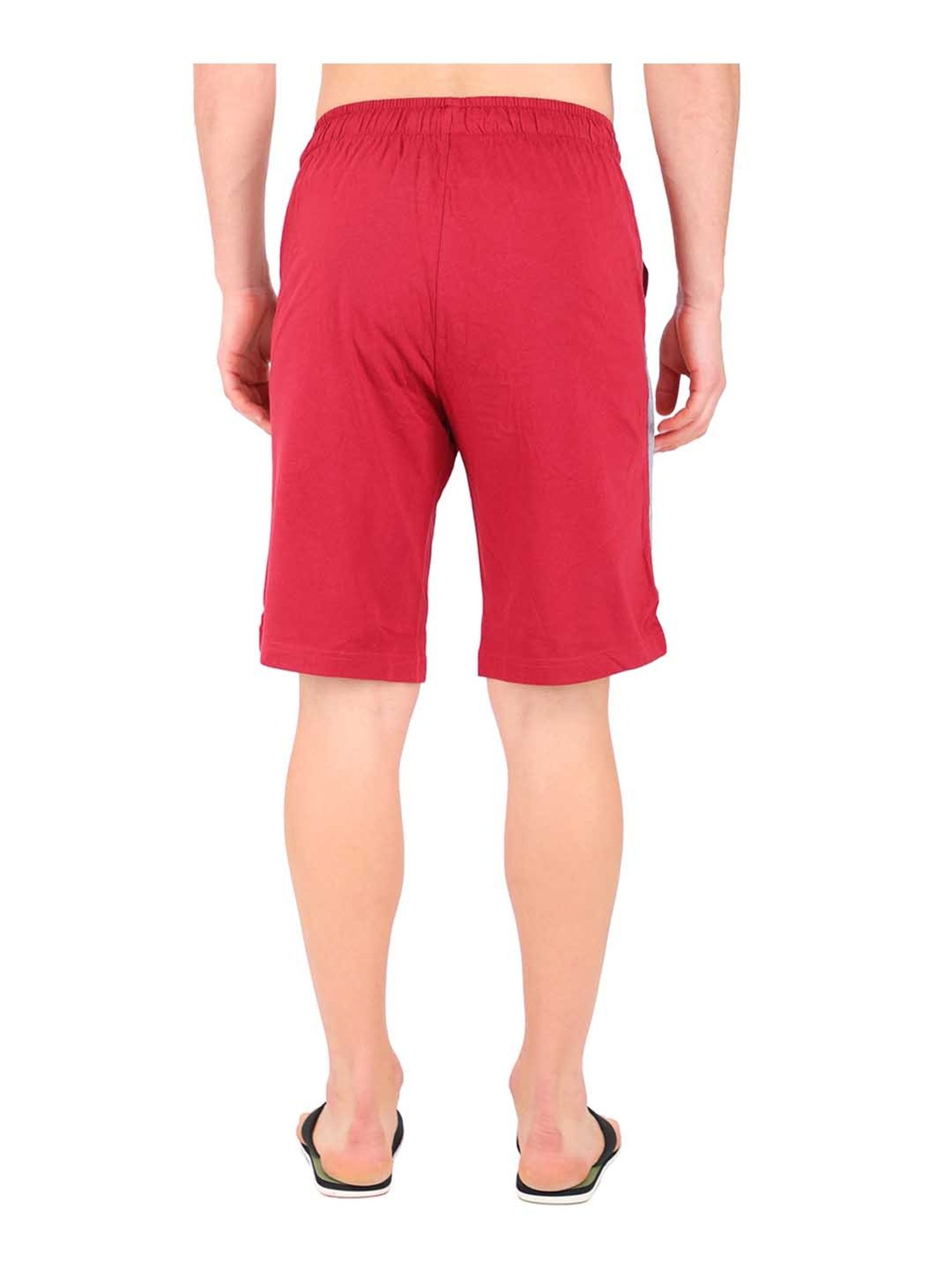Woodland Red Regular Fit Cotton Shorts