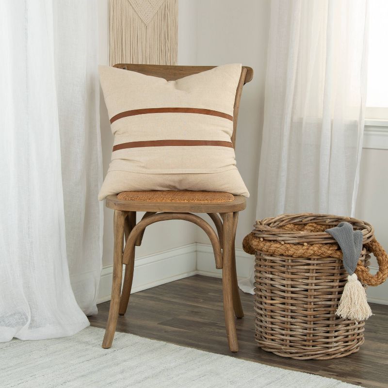 20"x20" Oversize Striped Polyester Filled Square Throw Pillow Cream - Donny Osmond Home