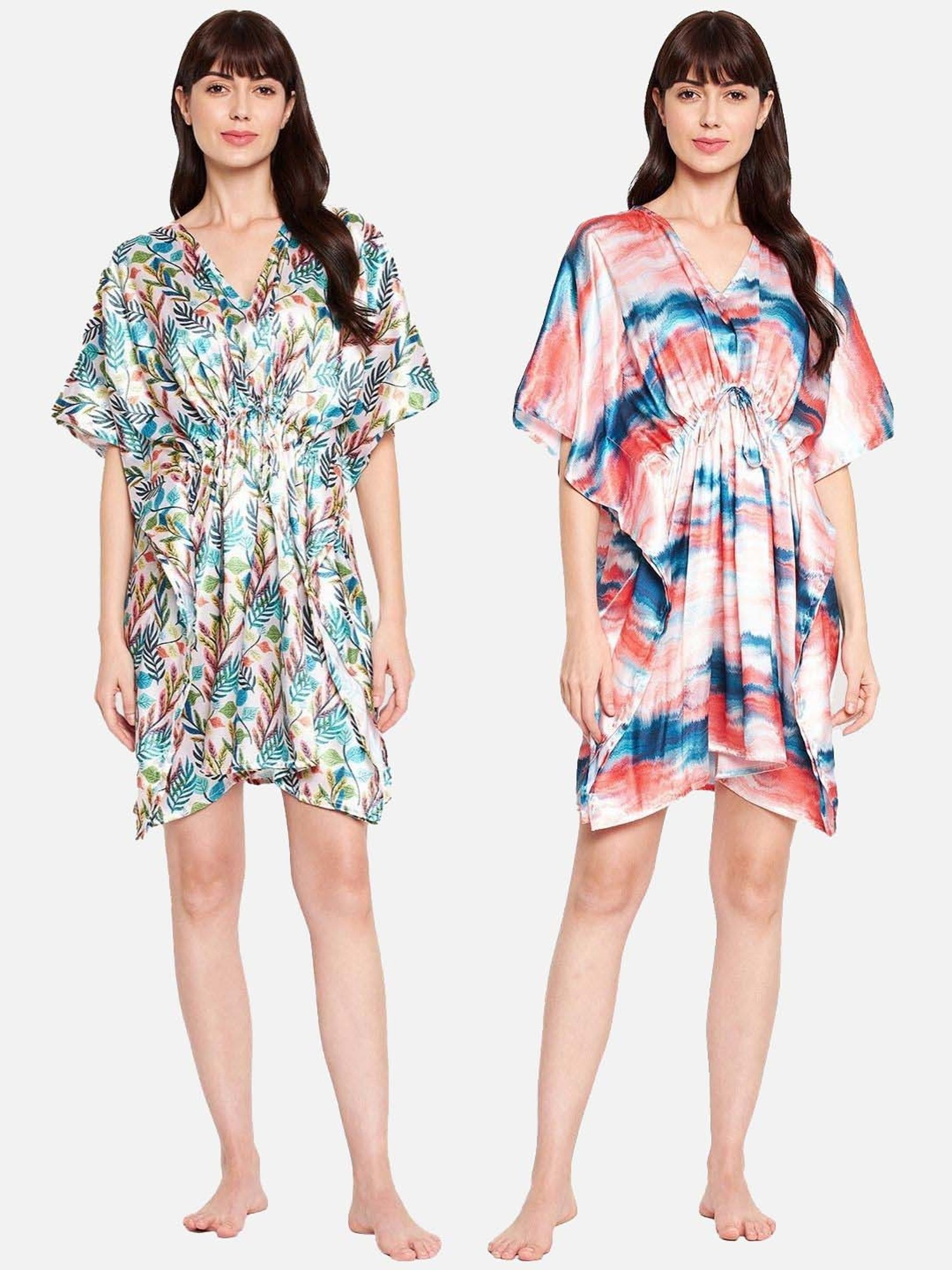 Secrets By ZeroKaata Multicolored Printed Kaftan - Pack Of 2