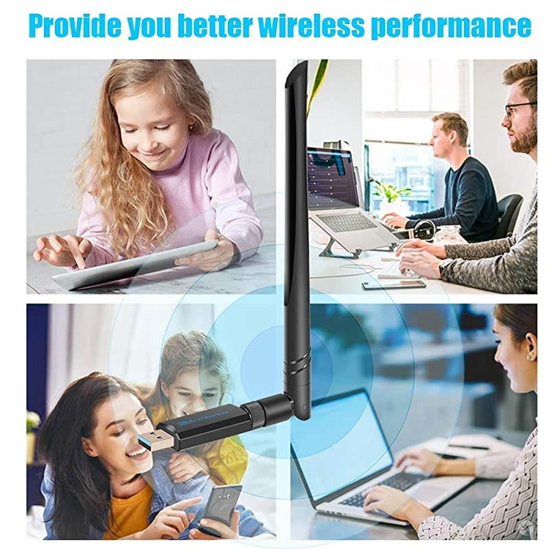 USB WiFi Adapter Dual Band 24G5G Mini Wifi ac Wireless Network Card Dongle with High Gain Antenna for Desktop Laptop PC Support Windows XP Vista788110 USB WiFi 1200Mbps