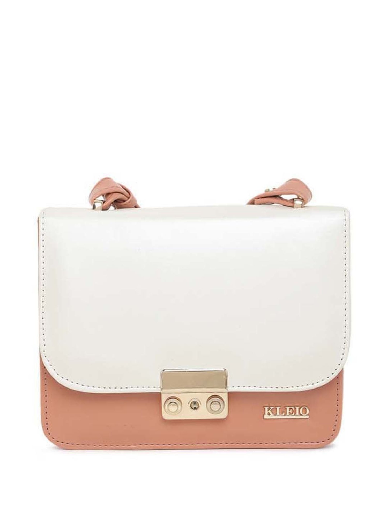 KLEIO Peach Solid Medium Sling Handbag