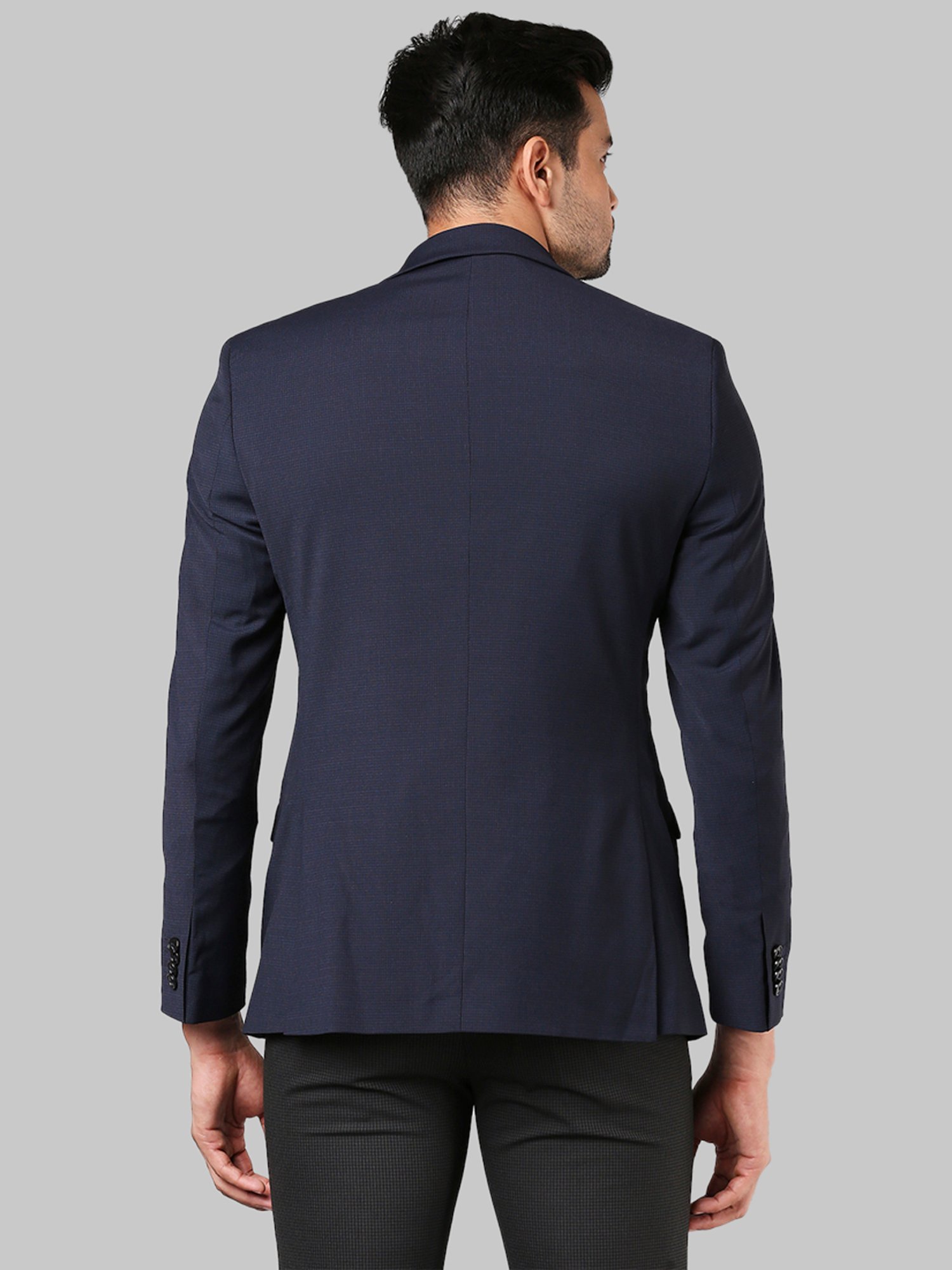 Raymond Blue Textured Notched Lapel Blazer