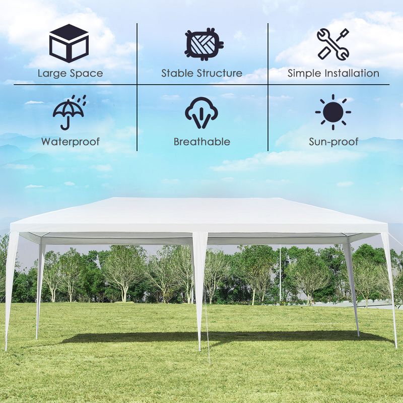 Costway Outdoor 2-Tier 10'x10' Gazebo Canopy Shelter Awning Tent Patio Garden Screw-free structure Brown