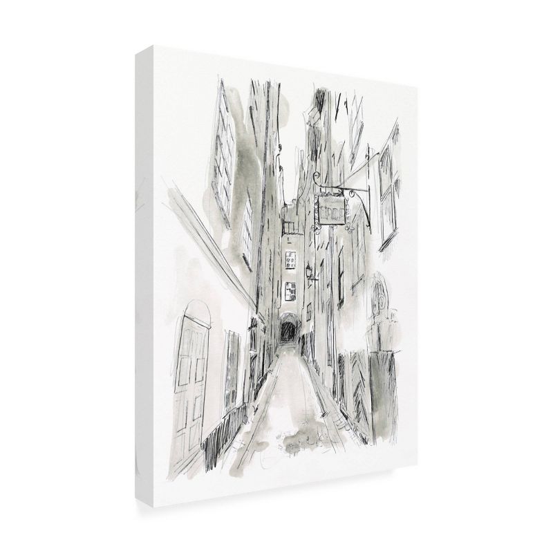 24" x 32" June Erica Vess 'European City Sketch I' Unframed Wall Canvas - Trademark Fine Art