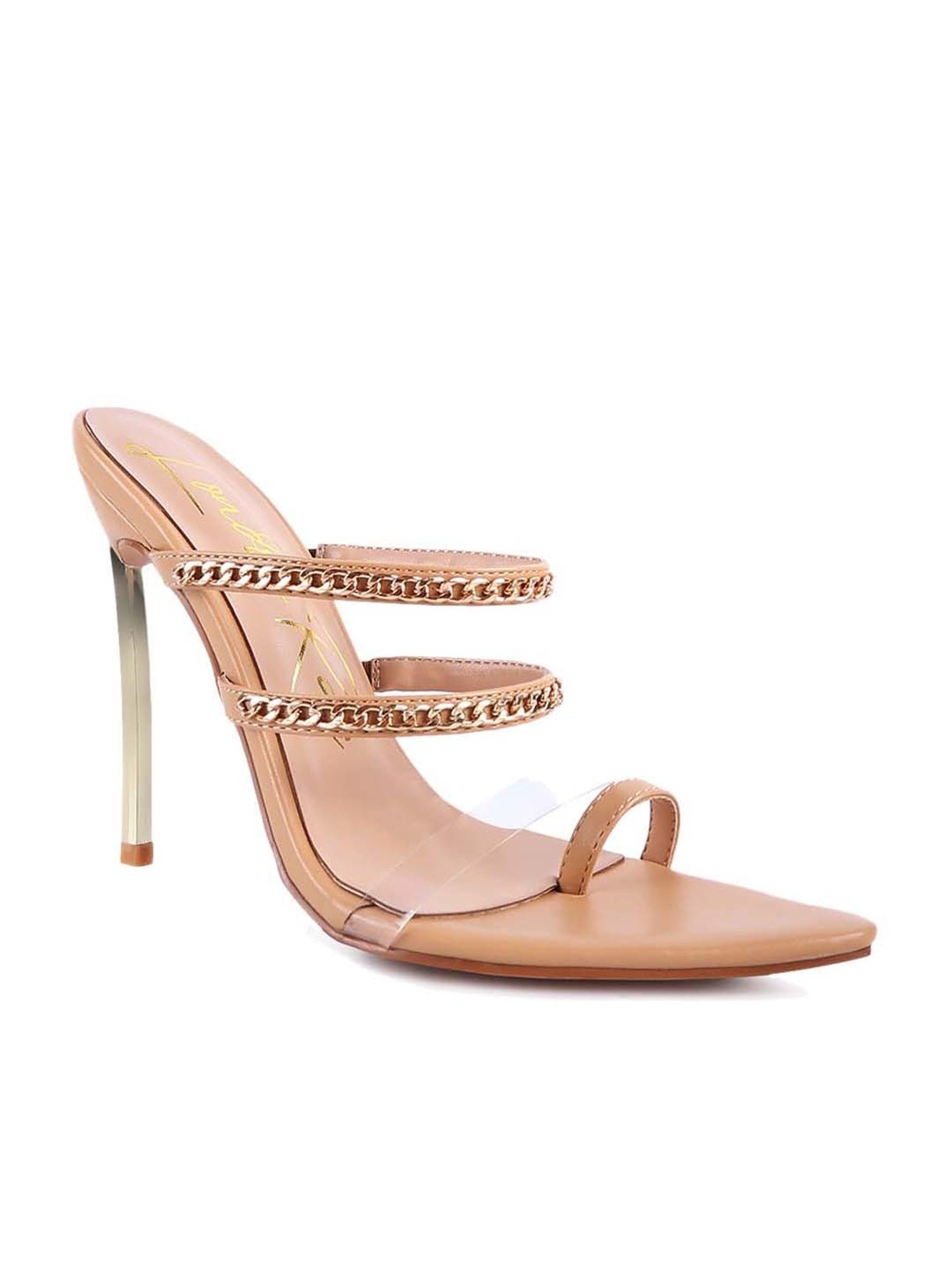 London Rag Women's Beige Toe Ring Stilettos