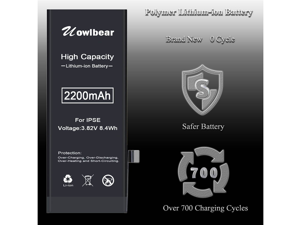 uowlbear 2200mAh Battery for iPhone SE A1662 A1723 A1724 with Complete Replacement Kits and 2 Set Adhesive Strips -0 Cycle High Capacity