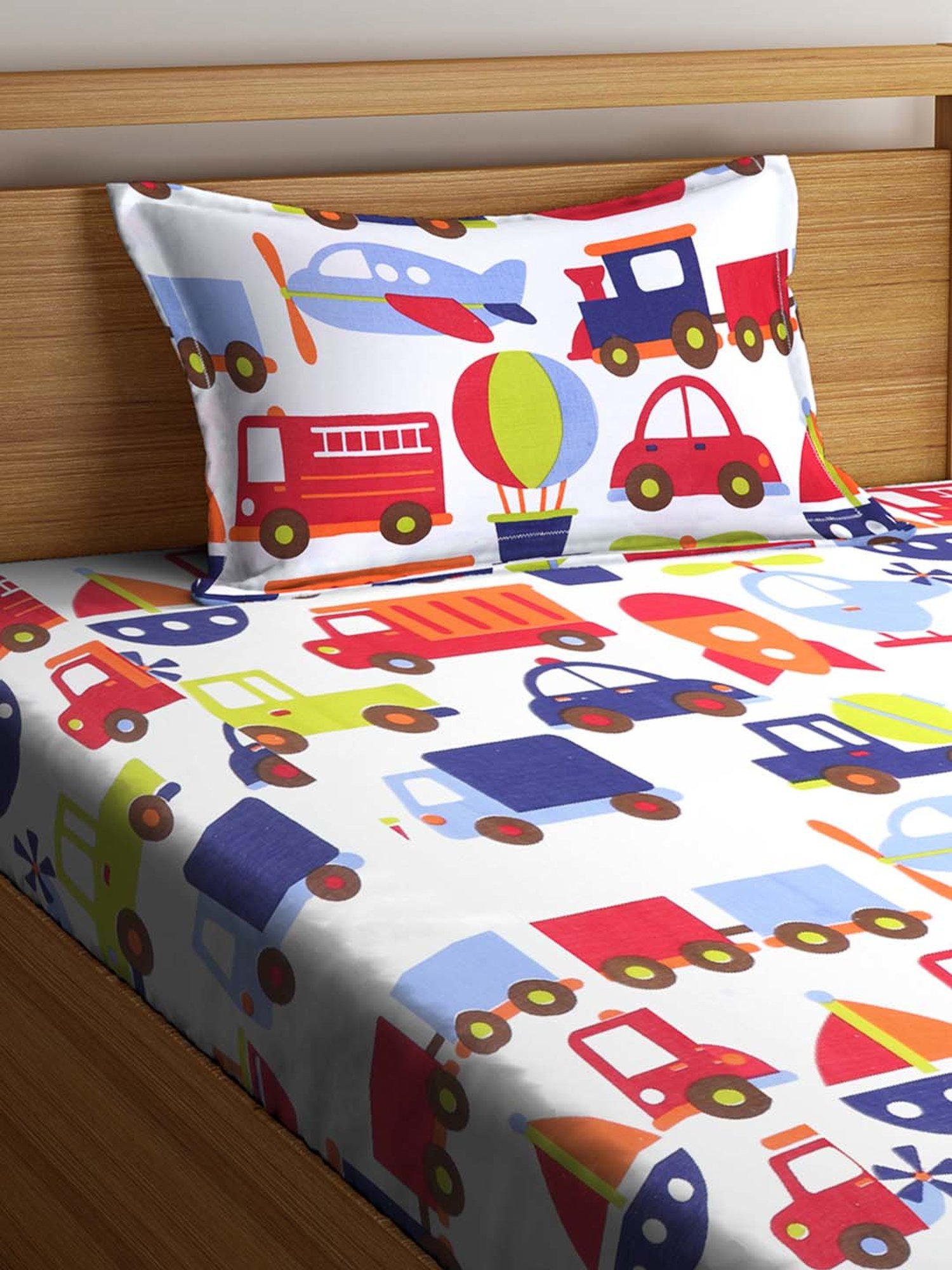 SWHF Multicolor Cotton 180 TC Bed Sheet with 1 Pillow Cover - Single