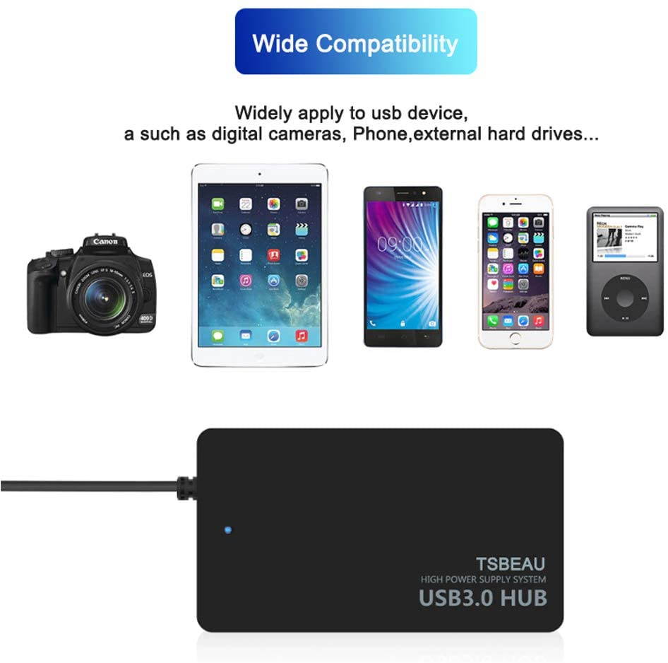 USB Hub, 4-Port USB 3.0 Hub, Ultra Slim High Speed Portable Data Hub, for MacBook Air, Mac Pro, iMac, Surface Pro, XPS, Notebook PC, Laptop, Chromebook, Win7/8 (32/64 bit), and More