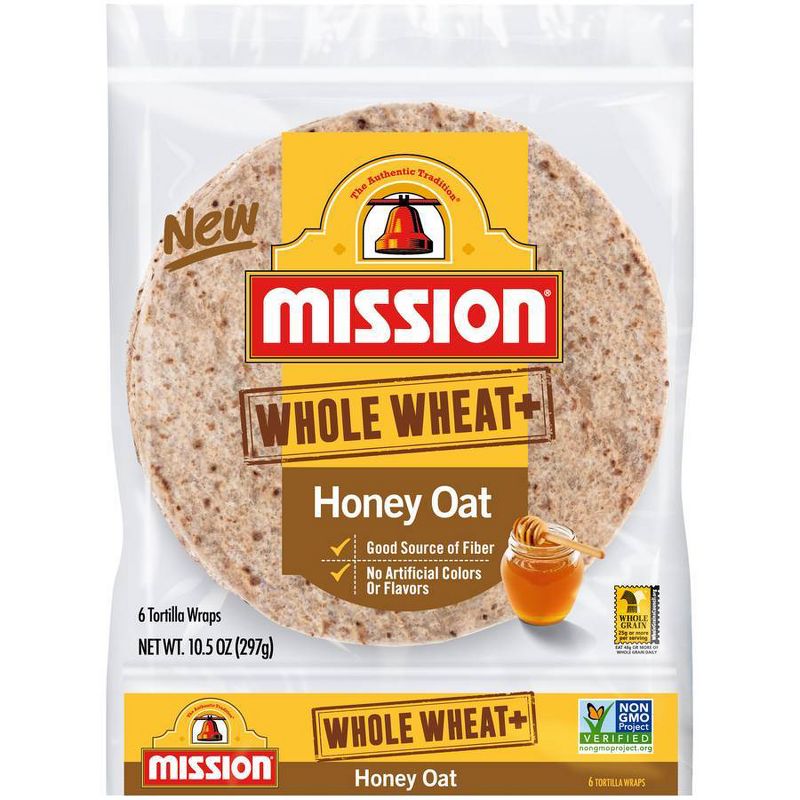 Mission 8" Whole Wheat Honey Oat Tortillas - 10.5oz/6ct