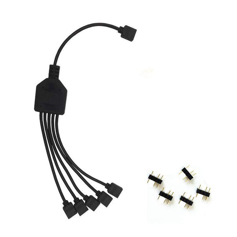 EnLabs 2 Pack 1-to-5 3 Pins Addressable RGB Splitter Y Cable,LED Strip RGB Case Fans 5 Way RGB Hub Compatible with ASUS Aura Sync / Gigabyte RGB Fusion / MSI Mystic Light and w/ 5V 3pin RGB Header