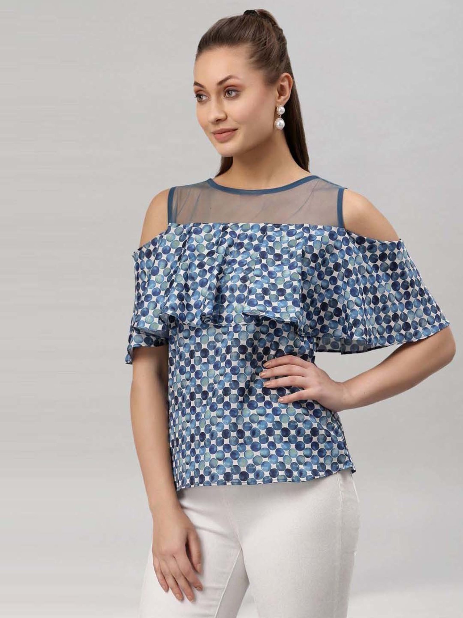 SELVIA Blue Printed Top