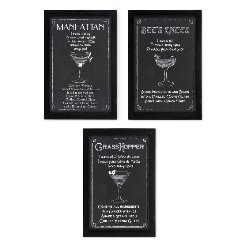 Lone Elm Studios Set of Three Cocktail Recipe Prints