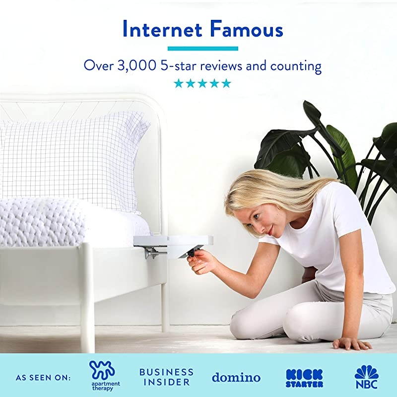 The Original Bedside Shelf for Bed and Bunk Bed Shelf 4 Colors / 5 Styles As Seen On Business Insider for Best College Dorm Room Essentials (Original Size, Bamboo in Grey)