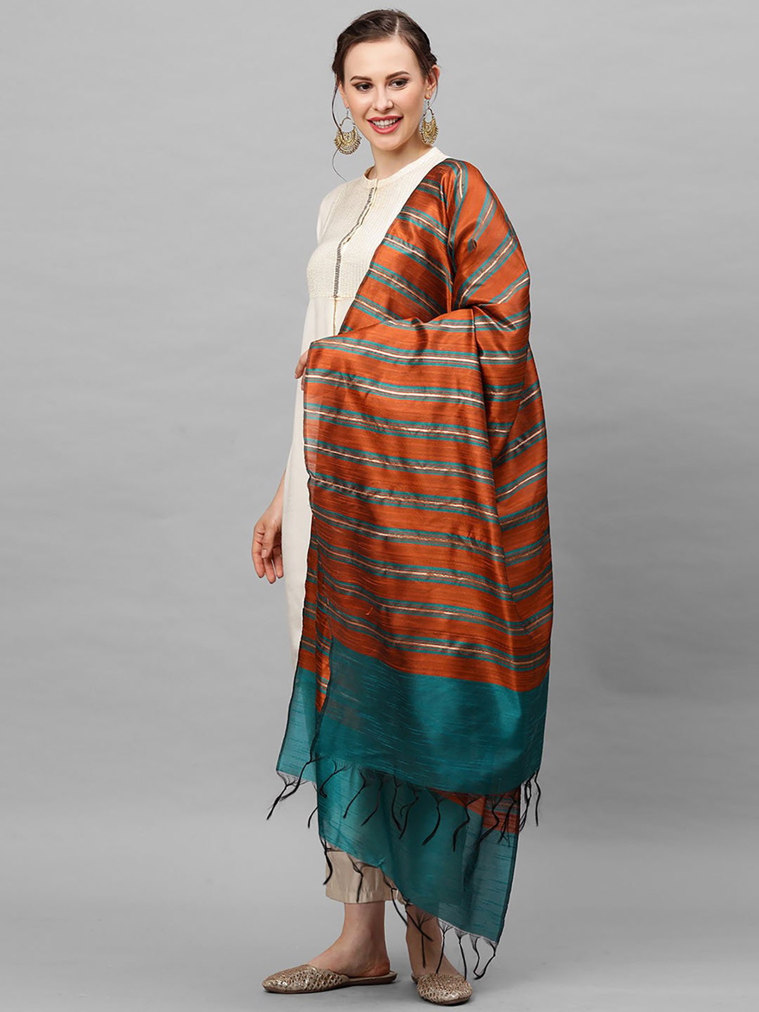 Indo Era Orange & Blue Dupatta