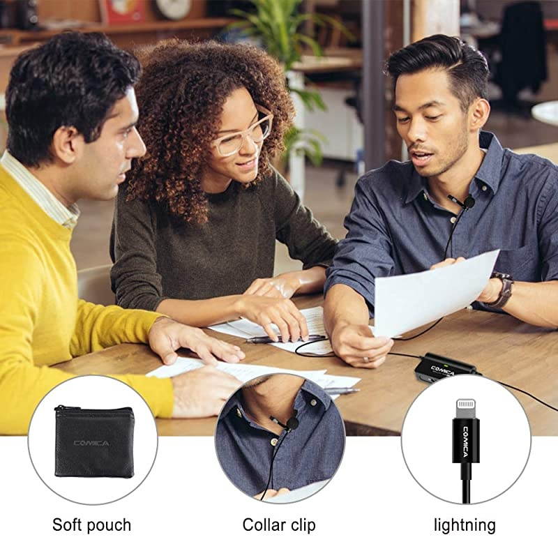 CVMSIGLAV V05 MI Omnidirectional Lavalier Lapel Microphone Portable Clipon Mic with MFI Certified for iPhone with Lightning Interface Compatible with iPhone iPad iPod and More