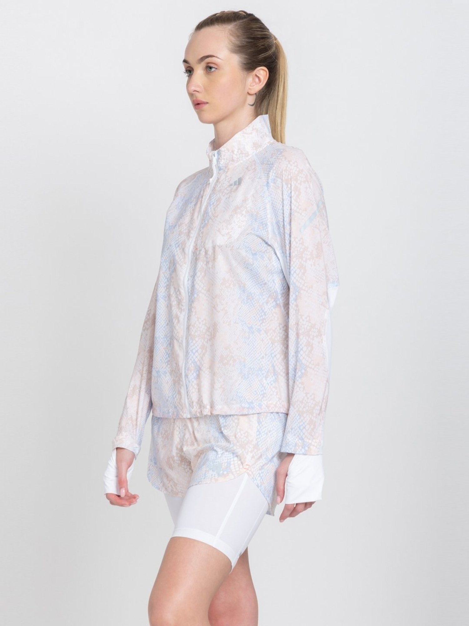 adidas White Print Running Jacket