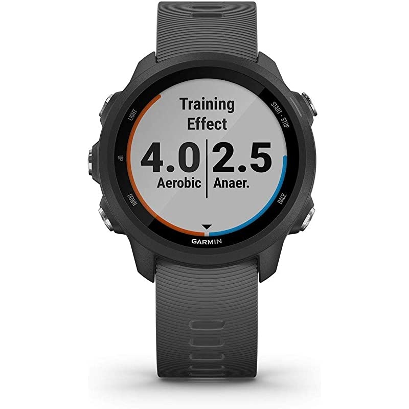 Garmin Forerunner 245 (Slate Gray) Gift Box Bundle | + HD Screen Protectors (x4), USB Car/Wall Adapters & Hard Case | Prepacked with Bow & Crinkle Paper | Running GPS Watch, VO2 Max, Coach