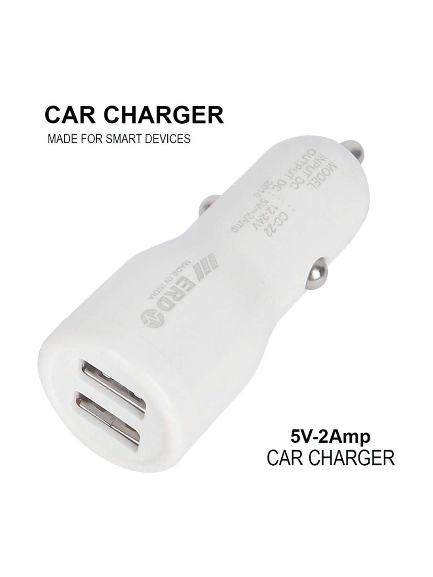 ERD 2 Amp Car Charger - (White)