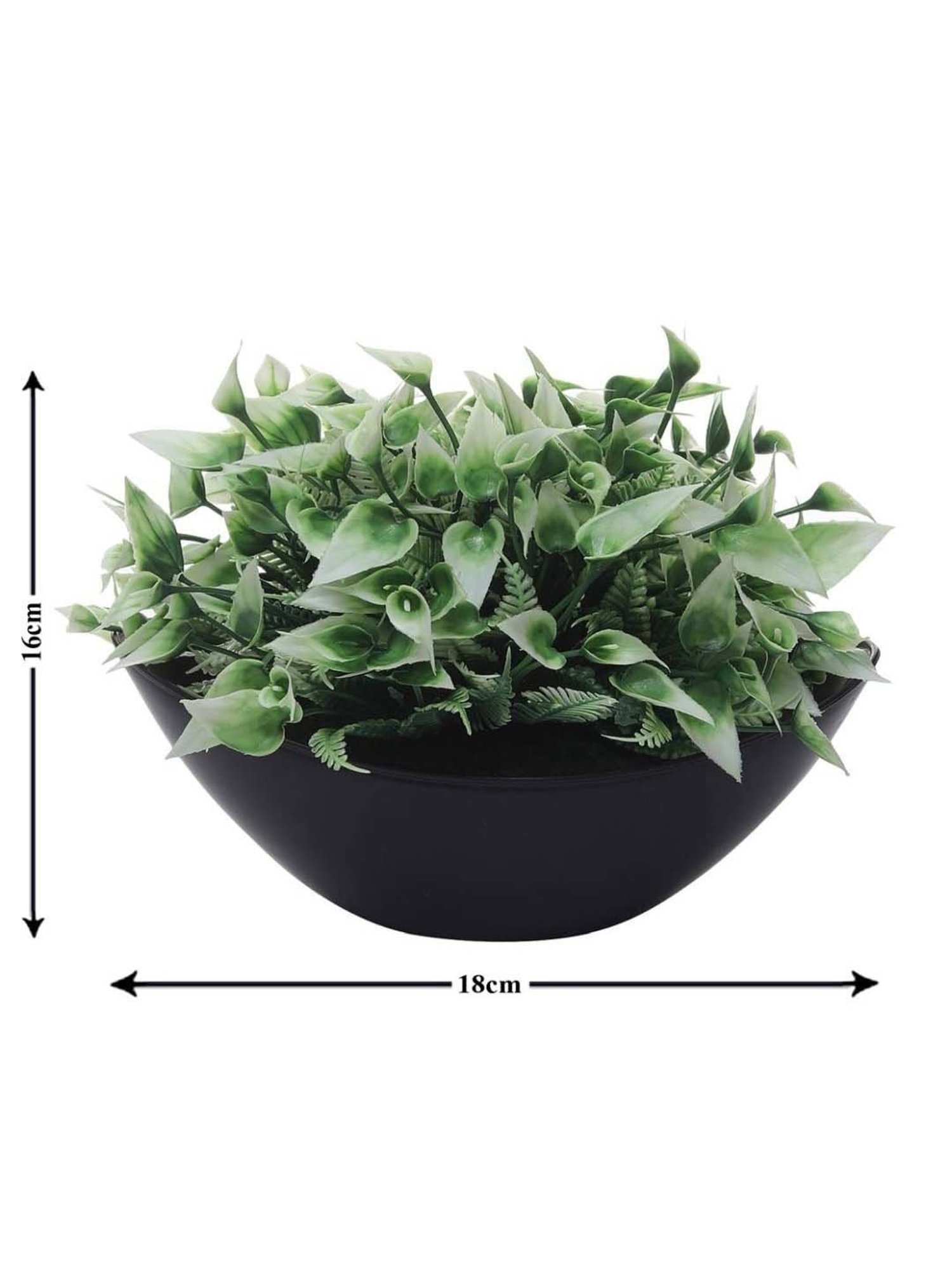 Foliyaj Green & White Plastic Artificial Plant With Leaves And Flowers
