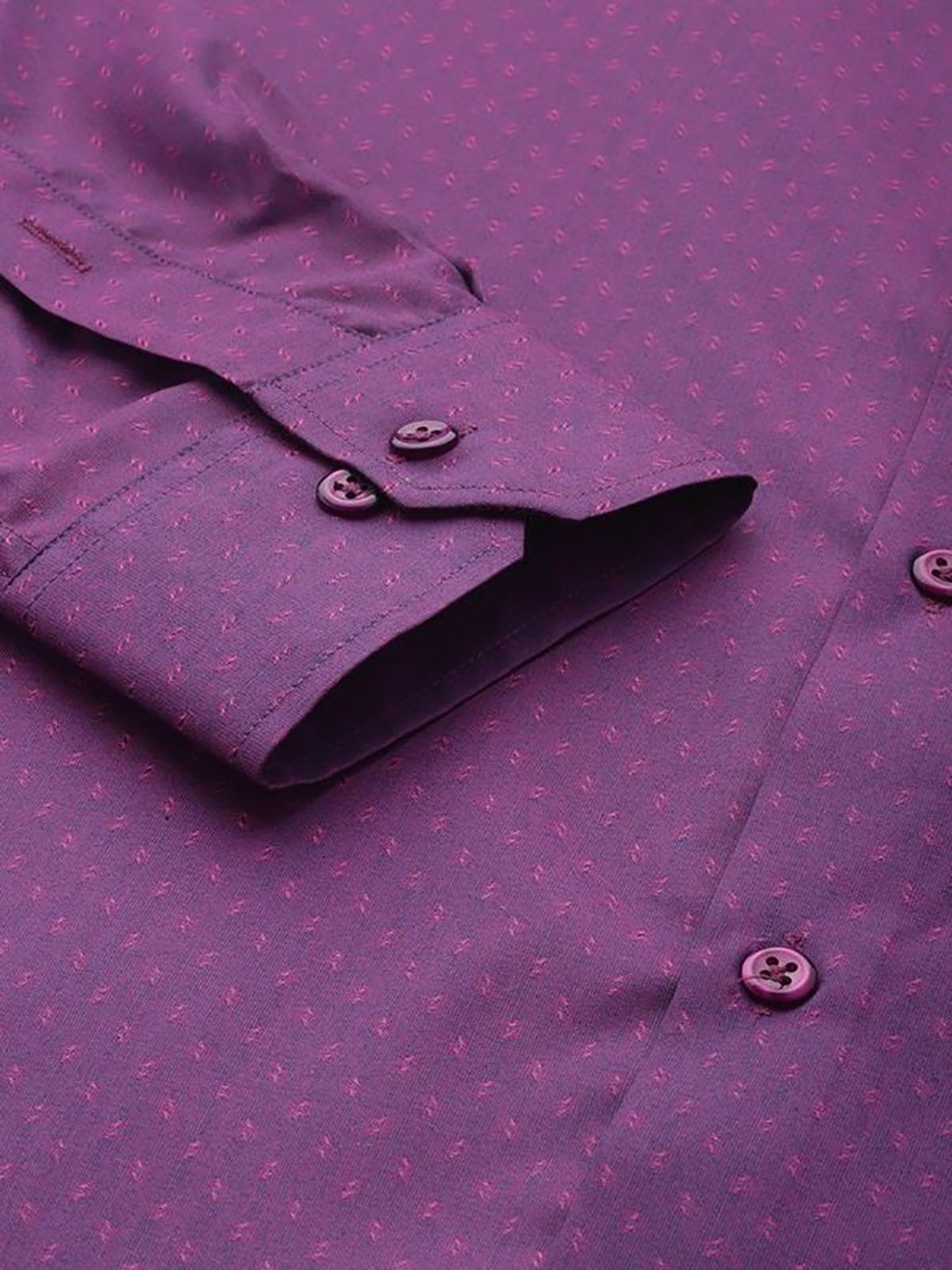 English Navy Purple Slim Fit Solid Shirts