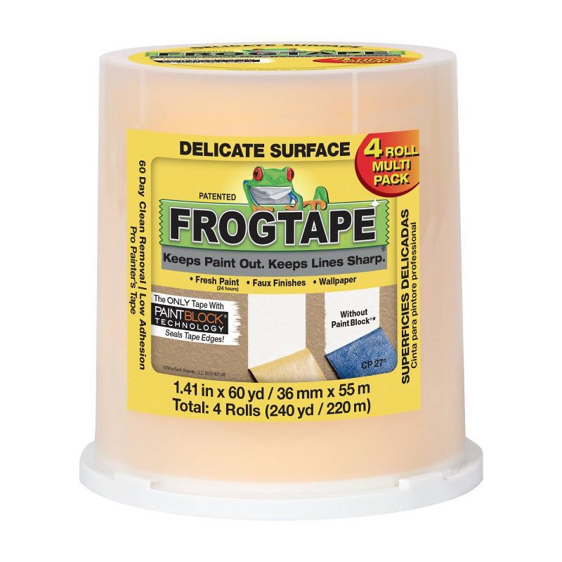FrogTape 1.41"x 60yd 4pk Delicate Surface Painting Tape Yellow